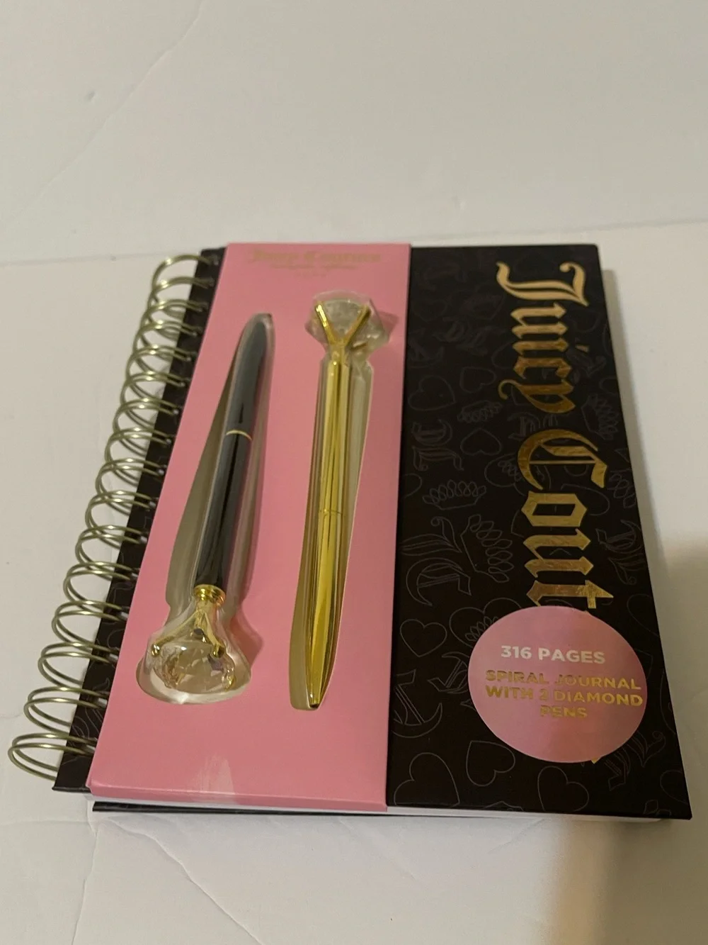 Juicy Couture Black 316 Page Spiral Journal w/2 Diamond Pens - NWT ** - Picture 2 of 4
